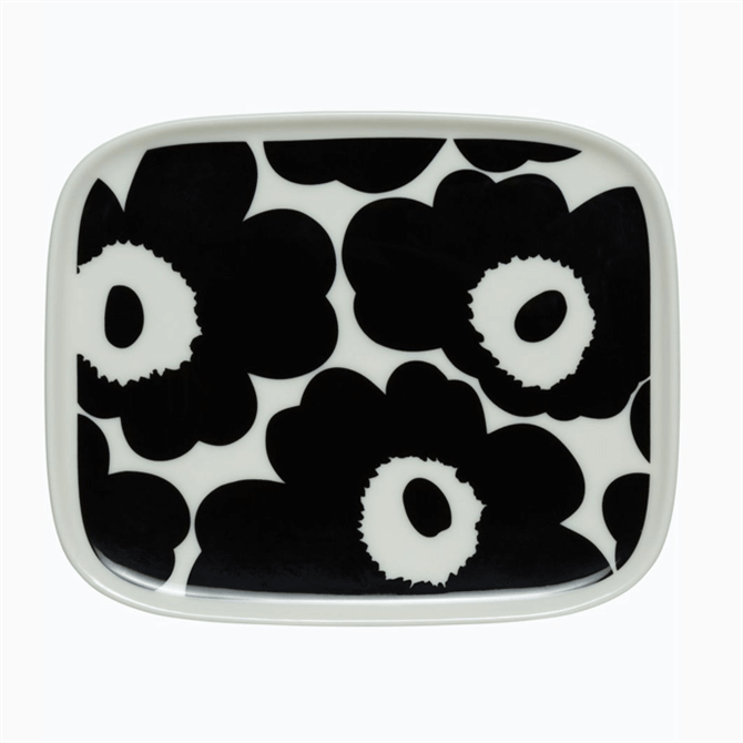 Marimekko Oiva Unikko Black & White Plate 15x12 Cm